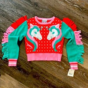 Ugly Christmas Sweater Unicorn Fringe Holiday
